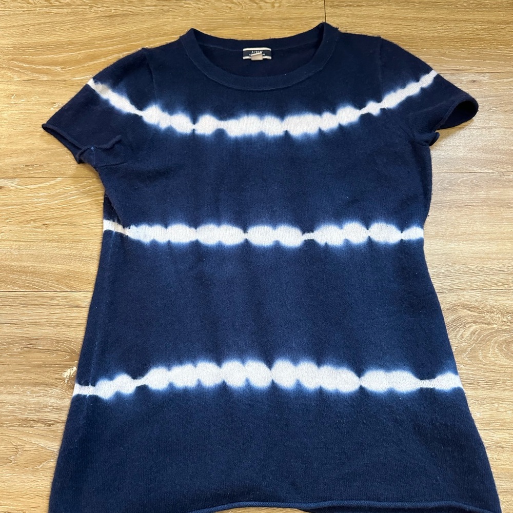 Navy Blue Tie-Dye Women's Top 100% cashmere shirt sweater women’s small